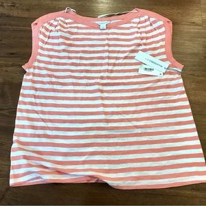 Liz Claiborne Women Coral Stripe Sleeveless Top size L